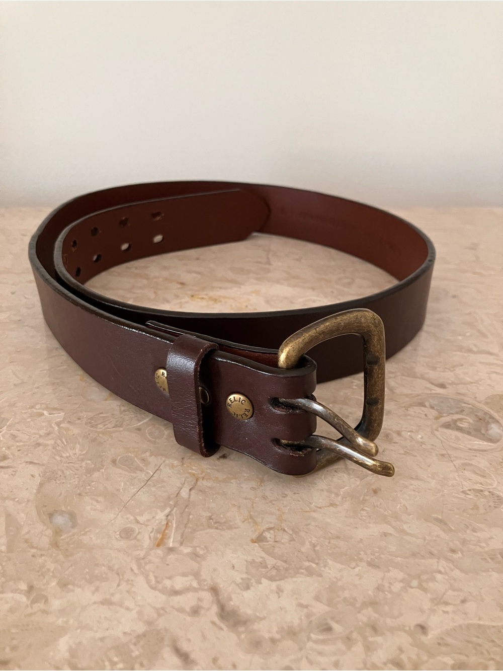 Relic Brown Leather Belt with Brass Buckle | 38 inches